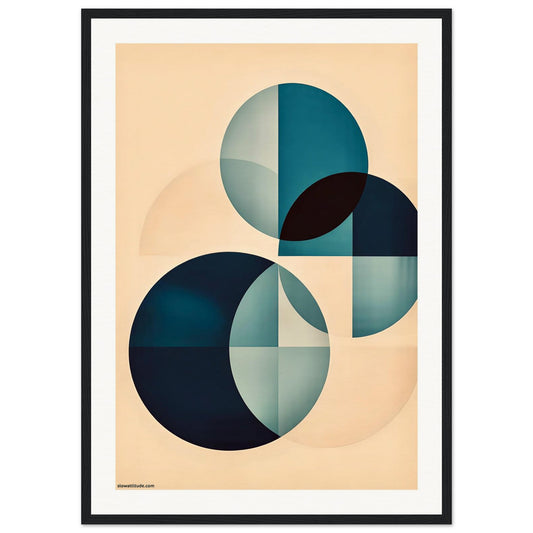 Minimalist abstract wall art in sleek black wooden frame