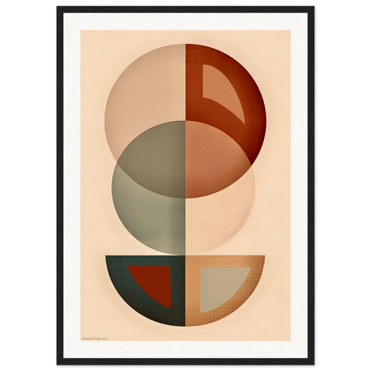 Minimalist abstract wall art in sleek black wooden frame