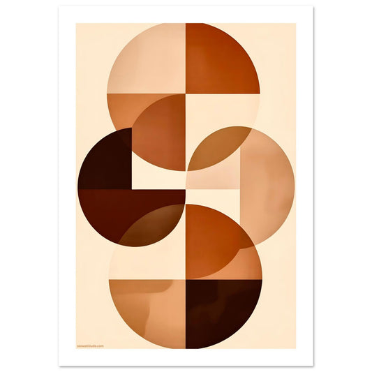 Terracotta and ochre geometric poster in modern Scandinavian interior - premium FSC-certified matte finish print