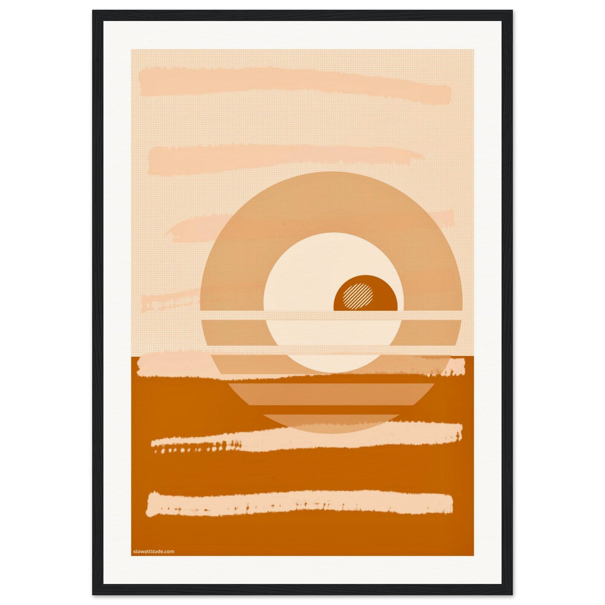 View of framed abstract art with shatterproof plexiglass protection