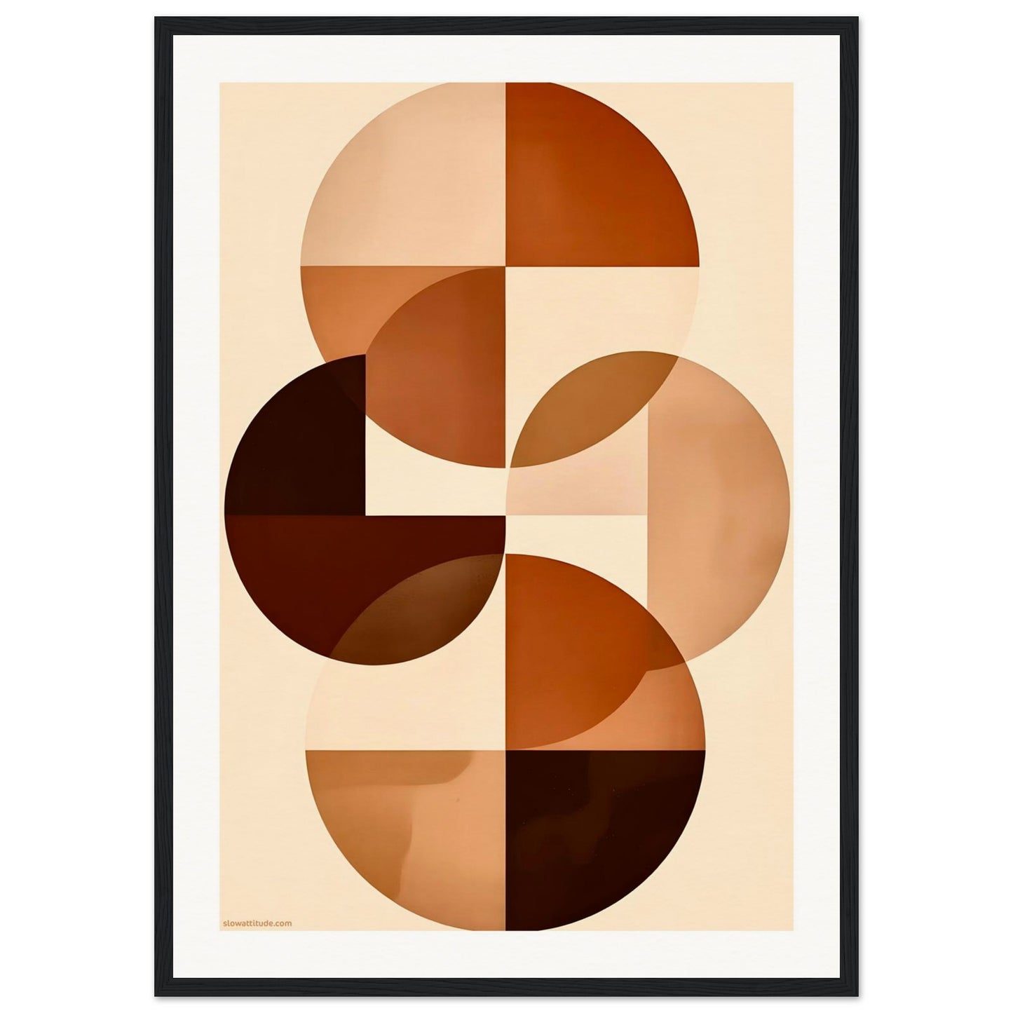 Abstract earth tones framed poster with black frame - contemporary style