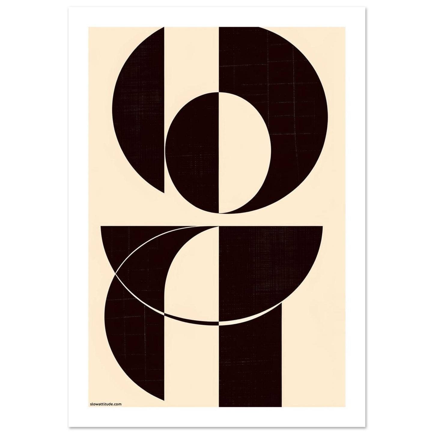 Close-up of abstract geometric print showing premium matte finish and warm earthy brown and cream tones