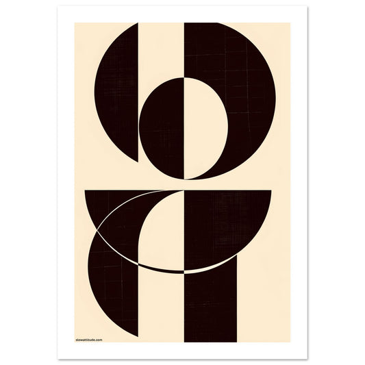 Close-up of abstract geometric print showing premium matte finish and warm earthy brown and cream tones