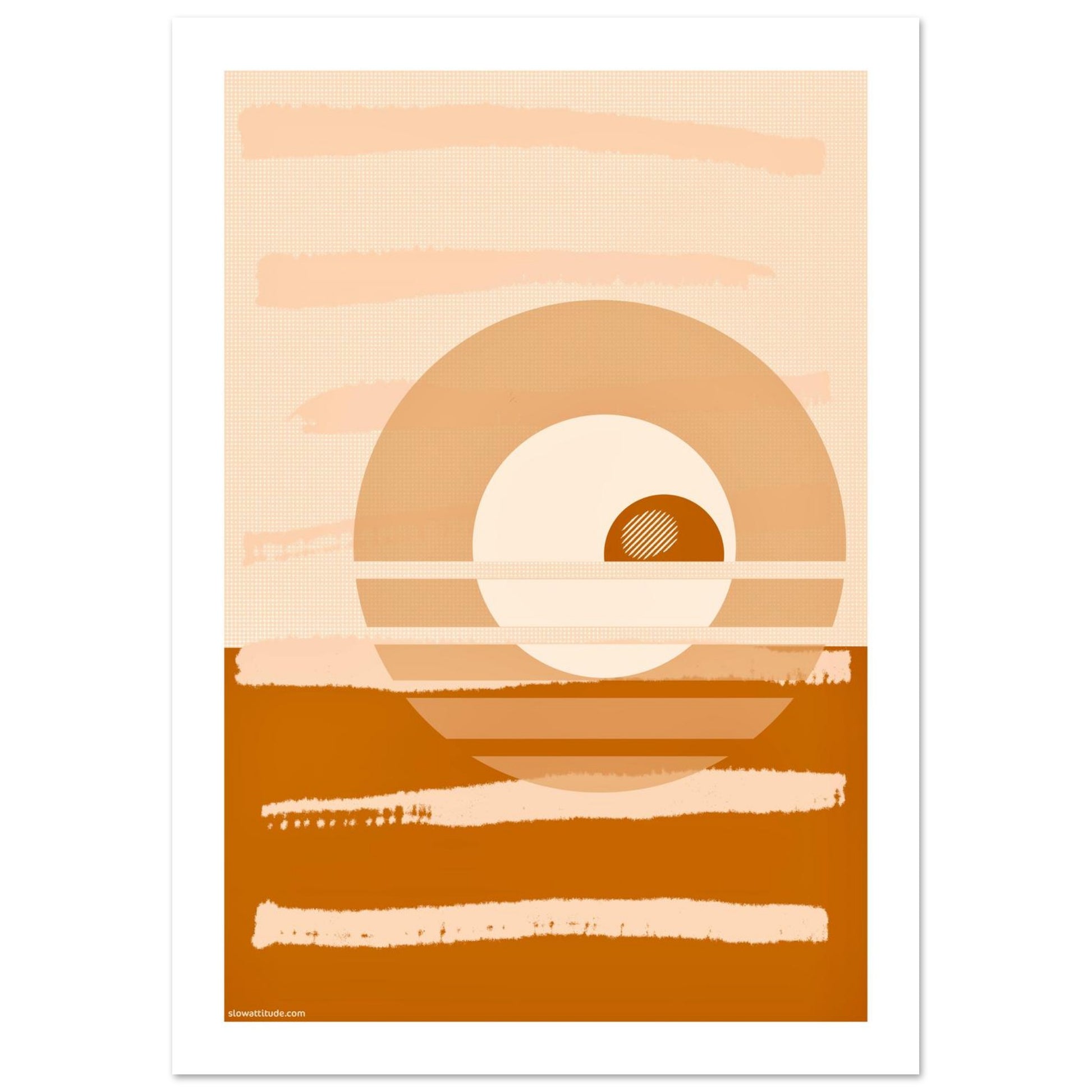 Close-up of boho geometric wall art showing premium 200 gsm matte paper texture and sunset-inspired tones