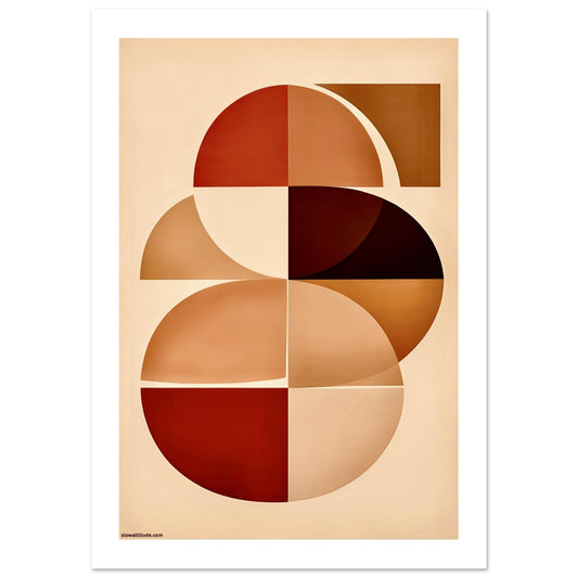 Boho geometric poster with terracotta and ochre semicircles minimalist wall art print