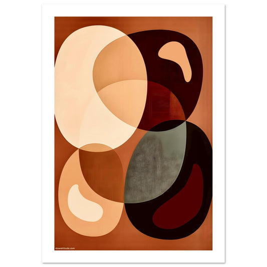 Terracotta and ochre boho geometric poster in modern minimalist interior - premium FSC-certified matte finish print