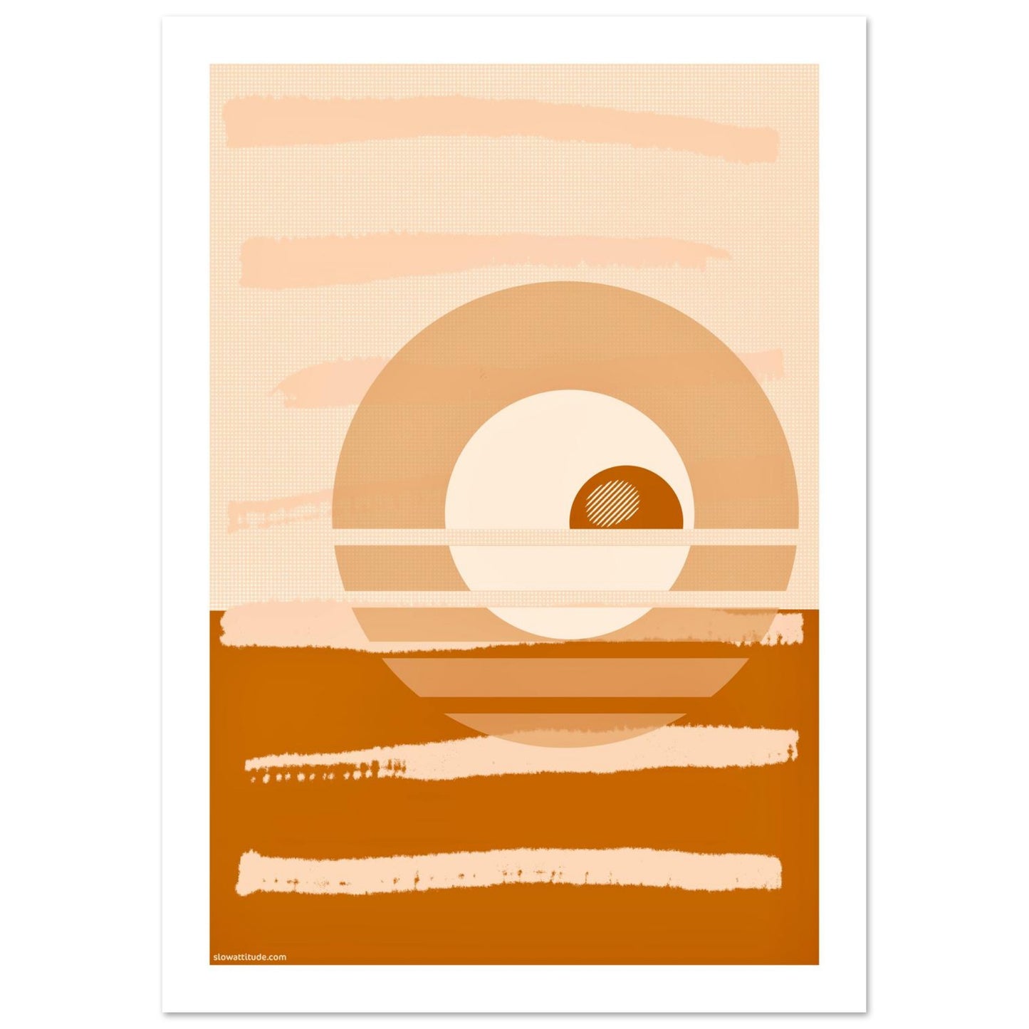 Terracotta and ochre geometric poster in modern boho interior setting - premium FSC-certified matte finish print