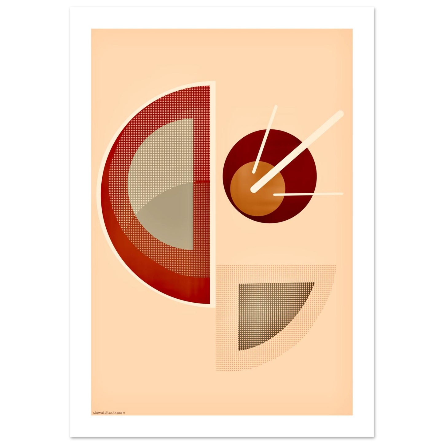 Close-up of boho geometric semicircle wall art showing premium 200 gsm matte paper texture and earthy tones