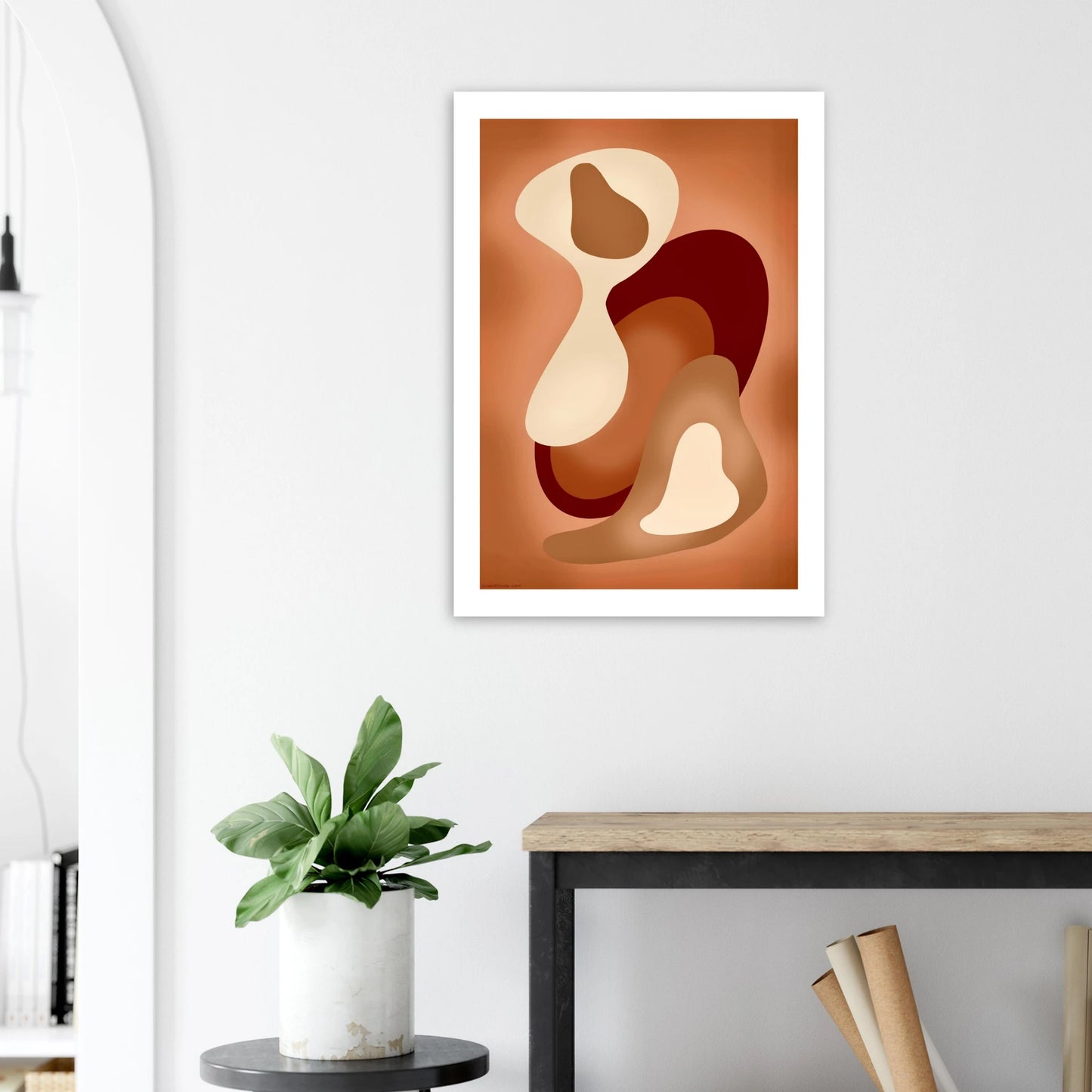 FSC certified sustainable wall art poster with abstract earthy design for mindful living spaces
