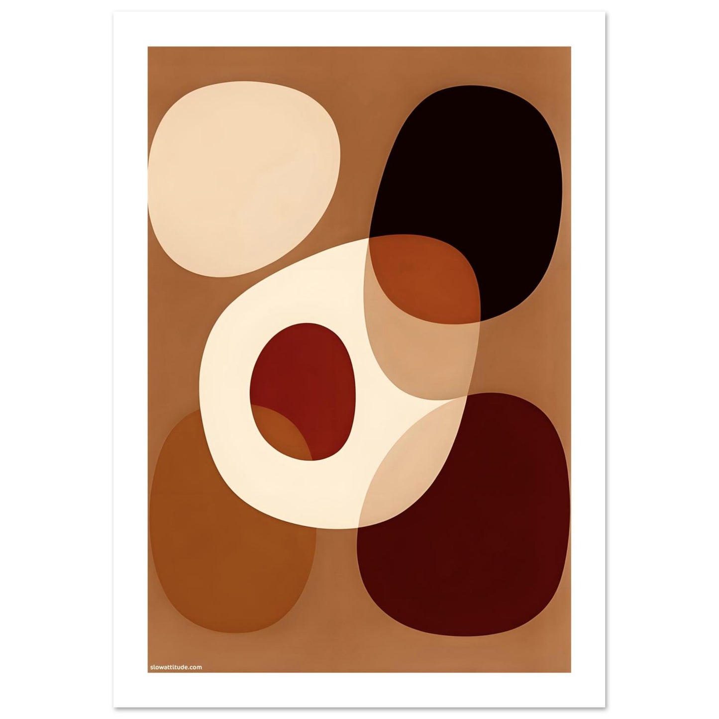 Abstract geometric poster displayed in modern minimalist interior - mid-century boho wall decor inspiration