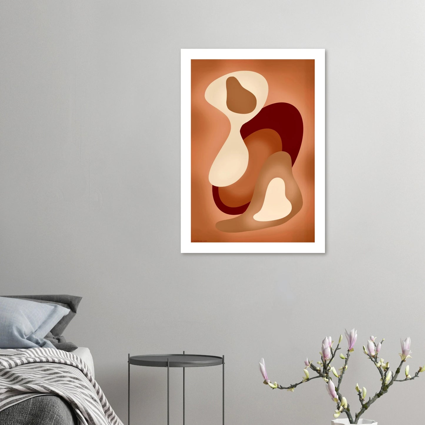 Premium matte finish abstract print with calming organic shapes perfect for cozy modern interiors