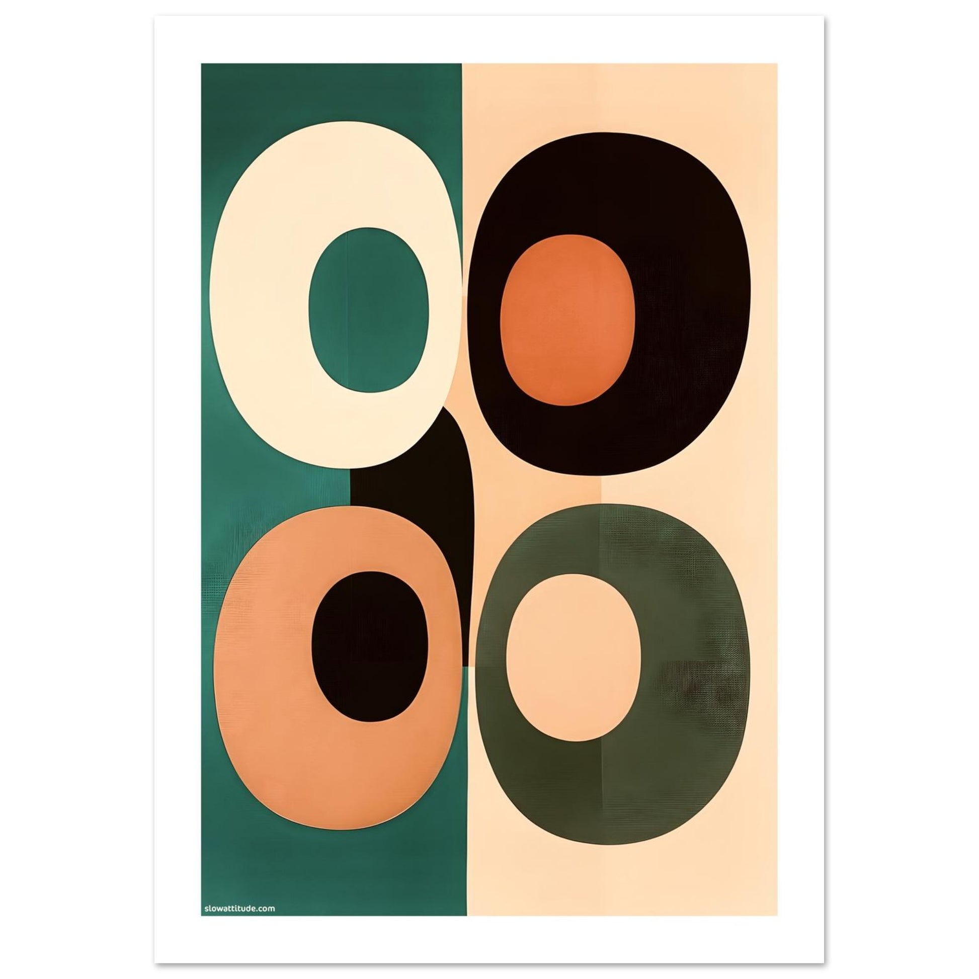 Abstract geometric poster displayed in modern minimalist interior - mid-century wall decor inspiration